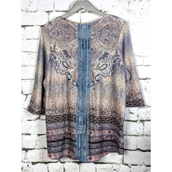 WORLD UNITY Boho Lagenlook Pullover Knit Top Tunic Artsy Lace Size 2X - Picture 6 of 9
